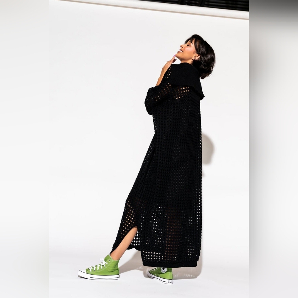 Lala Be Bold Oversized Black Knit Dress Maxi (No Slit) L/XL